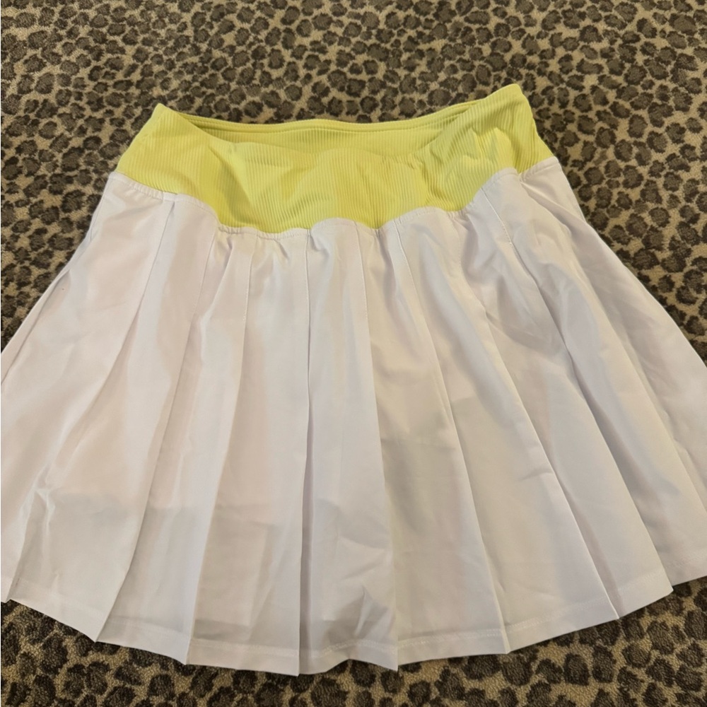 Beach Riot White and Yellow Skater Skirt